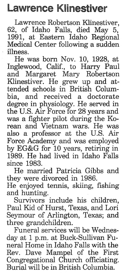Lawrence Klinestiver Obituary Photo 2